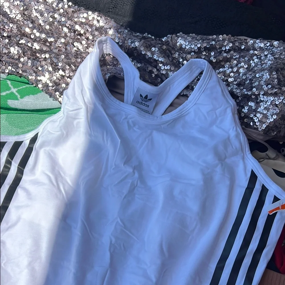 Adidas White Athletic Bodysuit with Black Accents - Picture 2 of 3
